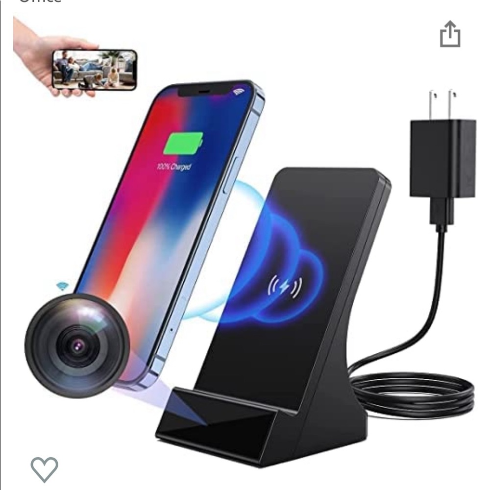 Wireless charger with spy cam